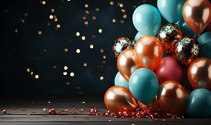 JPG 편집이미지 사람없음 그래픽 컬러풀 파티 축하 생일파티 디지털합성 파티용품 꽃가루 풍선 편집소스 편집실사 AI포토 AI콘텐츠 컬러 컨셉 이벤트 생일 가루 CG 이벤트용품 파일형식