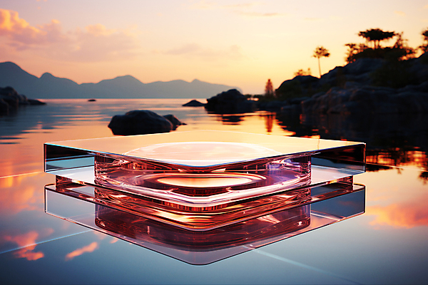 JPG 구름 편집이미지 유리 하늘 산 풍경 사람없음 그래픽 강 반사 일몰 디지털합성 단상 유리판 포디움 편집소스 이미지편집 편집실사 AI컴퓨터그래픽 AI콘텐츠 자연요소 재질 노을 무대 CG 파일형식