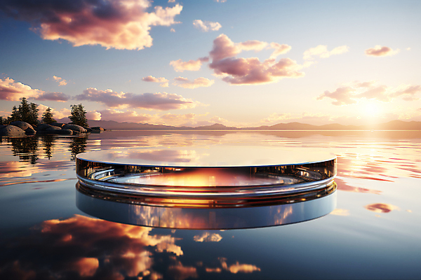 JPG 구름 편집이미지 유리 하늘 풍경 사람없음 그래픽 강 반사 일몰 원형 디지털합성 단상 유리판 포디움 편집소스 이미지편집 편집실사 AI컴퓨터그래픽 AI콘텐츠 자연요소 도형 재질 노을 무대 CG 파일형식