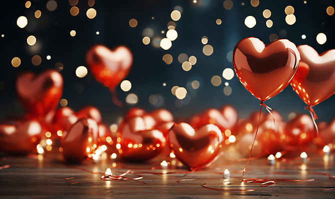 JPG 편집이미지 기념일 사랑 사람없음 그래픽 빨간색 반짝임 파티 로맨틱 축하 디지털합성 파티용품 보케 하트풍선 편집소스 편집실사 AI포토 AI콘텐츠 감정 컬러 컨셉 모션 이벤트 하트 CG 이벤트용품 풍선 파일형식
