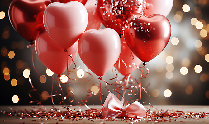 JPG 편집이미지 기념일 리본 분홍색 사랑 사람없음 그래픽 반짝임 파티 로맨틱 축하 디지털합성 파티용품 보케 꽃가루 하트풍선 편집소스 편집실사 AI포토 AI콘텐츠 감정 컬러 컨셉 모션 이벤트 하트 가루 CG 이벤트용품 풍선 파일형식