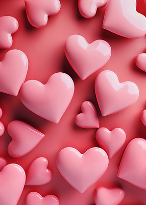 JPG 편집이미지 분홍색 발렌타인데이 사랑 사람없음 그래픽 빨간색 하트 이미지편집 편집실사 AI컴퓨터그래픽 AI콘텐츠 모양 감정 컬러 데이이벤트 CG 파일형식