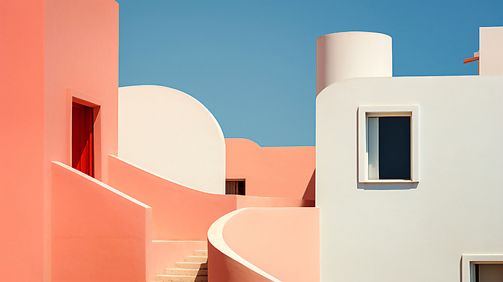 JPG 편집이미지 건축물 디자인 창문 사람없음 건물 컬러풀 계단 디지털합성 코랄 편집실사 AI포토 AI콘텐츠 건축 컬러 CG 파일형식