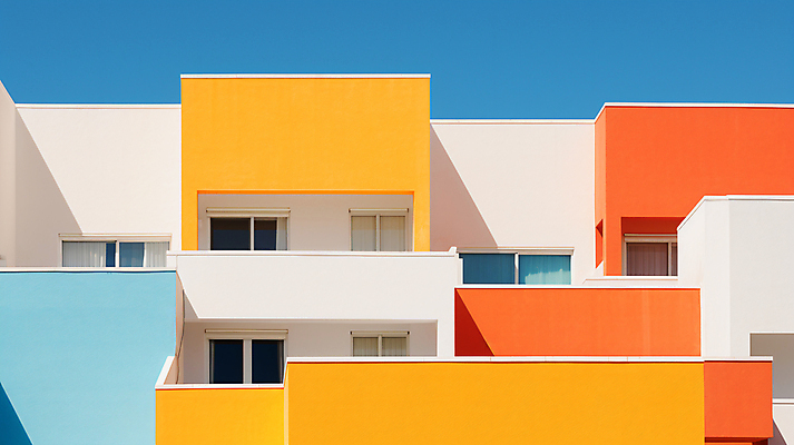 JPG 편집이미지 건축물 디자인 창문 사람없음 건물 컬러풀 디지털합성 편집실사 AI포토 AI콘텐츠 건축 컬러 CG 파일형식