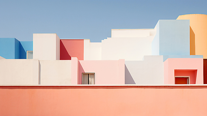 JPG 편집이미지 건축물 디자인 창문 사람없음 건물 컬러풀 디지털합성 편집실사 AI포토 AI콘텐츠 건축 컬러 CG 파일형식