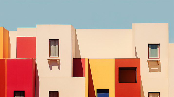 JPG 편집이미지 건축물 디자인 창문 사람없음 건물 컬러풀 디지털합성 편집실사 AI포토 AI콘텐츠 건축 컬러 CG 파일형식