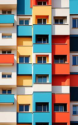 JPG 편집이미지 건축물 디자인 창문 사람없음 건물 컬러풀 디지털합성 편집실사 AI포토 AI콘텐츠 건축 컬러 CG 파일형식