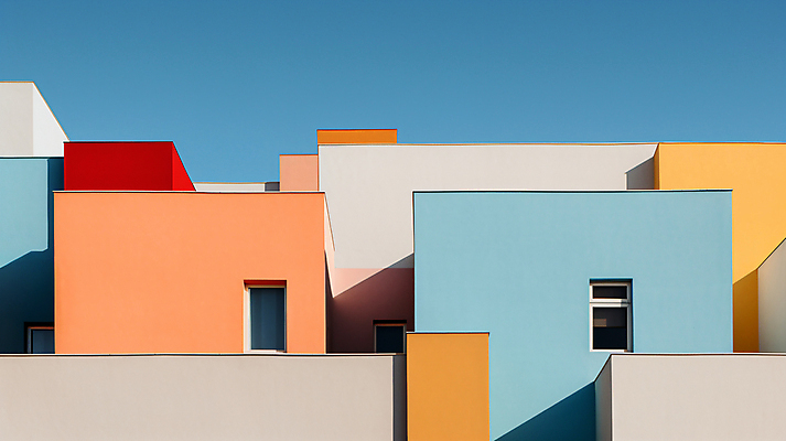 JPG 편집이미지 건축물 디자인 창문 사람없음 건물 컬러풀 디지털합성 편집실사 AI포토 AI콘텐츠 건축 컬러 CG 파일형식