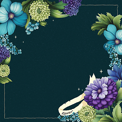 PSD 꽃 잎 일러스트 프레임 사람없음 반짝임 청록색 카피스페이스 국내일러스트 식물 컬러 모션 공백 파일형식