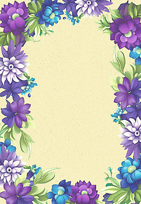 PSD 꽃 잎 일러스트 프레임 사람없음 보라색 카피스페이스 연노랑색 국내일러스트 식물 컬러 노란색 공백 파일형식