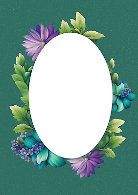 PSD 꽃 잎 일러스트 프레임 사람없음 초록색 타원형 카피스페이스 국내일러스트 식물 컬러 공백 원형 파일형식