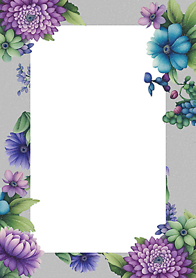PSD 꽃 잎 일러스트 프레임 보라색 회색 카피스페이스 국내일러스트 식물 컬러 공백 파일형식