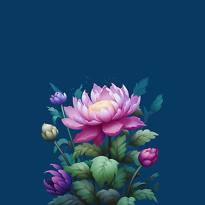 JPG 꽃 분홍색 잎 일러스트 사람없음 초록색 오브젝트 국내일러스트 AI일러스트 AI콘텐츠 식물 컬러 파일형식