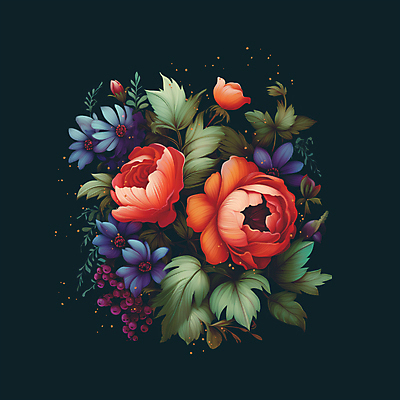 JPG 꽃 잎 일러스트 사람없음 컬러풀 오브젝트 국내일러스트 AI일러스트 AI콘텐츠 식물 컬러 파일형식