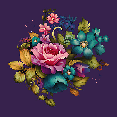 JPG 꽃 잎 일러스트 사람없음 컬러풀 오브젝트 국내일러스트 AI일러스트 AI콘텐츠 식물 컬러 파일형식