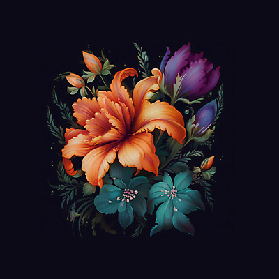 JPG 꽃 잎 일러스트 사람없음 컬러풀 오브젝트 국내일러스트 AI일러스트 AI콘텐츠 식물 컬러 파일형식