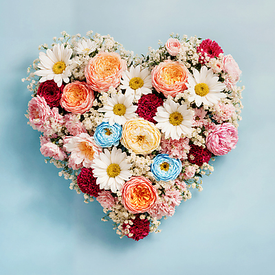 JPG 편집이미지 꽃 사랑 사람없음 컬러풀 하트 편집실사 AI포토 AI콘텐츠 모양 식물 감정 컬러 CG 파일형식