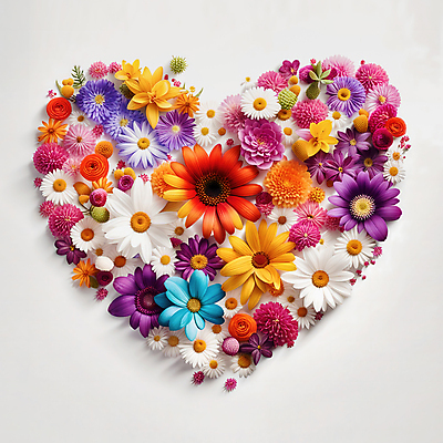 JPG 편집이미지 꽃 사랑 사람없음 컬러풀 하트 편집실사 AI포토 AI콘텐츠 모양 식물 감정 컬러 CG 파일형식