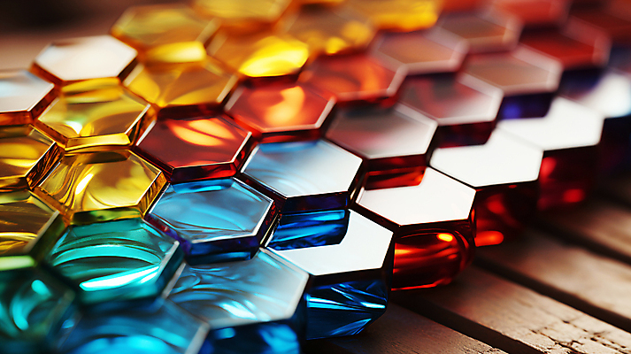 JPG 편집이미지 근접촬영 사람없음 컬러풀 3D 디지털합성 육각형 편집소스 허니콤 이미지편집 편집3D AI컴퓨터그래픽 AI콘텐츠 모양 도형 뷰포인트 컬러 파일형식