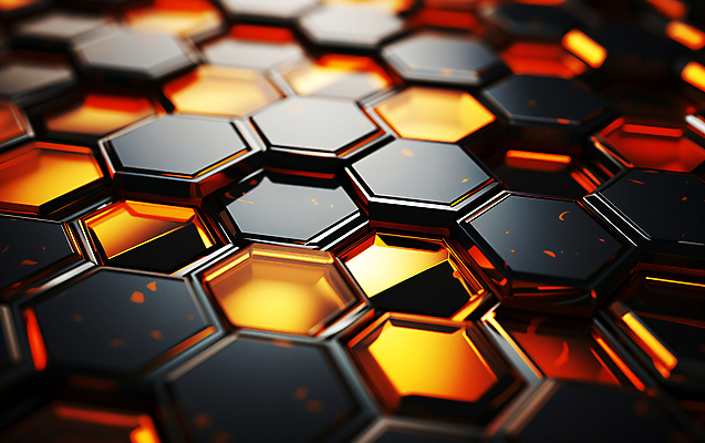 JPG 편집이미지 사람없음 3D 검은색 주황색 디지털합성 육각형 편집소스 허니콤 이미지편집 편집3D AI컴퓨터그래픽 AI콘텐츠 모양 도형 컬러 파일형식