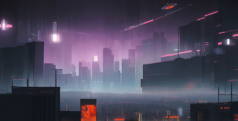 JPG 분홍색 일러스트 미래 빌딩 사람없음 빛 회색 도시 야간 사이버 네온 미래도시 사이버펑크 국내일러스트 AI일러스트 AI콘텐츠 자연요소 컬러 컨셉 건물 파일형식 SF