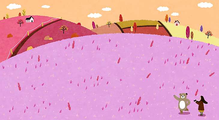 PSD 나무 여자 분홍색 포즈 백그라운드 일러스트 곰 주택 한명 들기 풍경 성인 울타리 카메라 사진촬영 가을 언덕 성인여자한명만 핑크뮬리 국내일러스트 식물 동물 1 계절 컬러 포유류 모션 사람 건물 전자제품 담장 촬영 여자한명만 성인여자만 파일형식