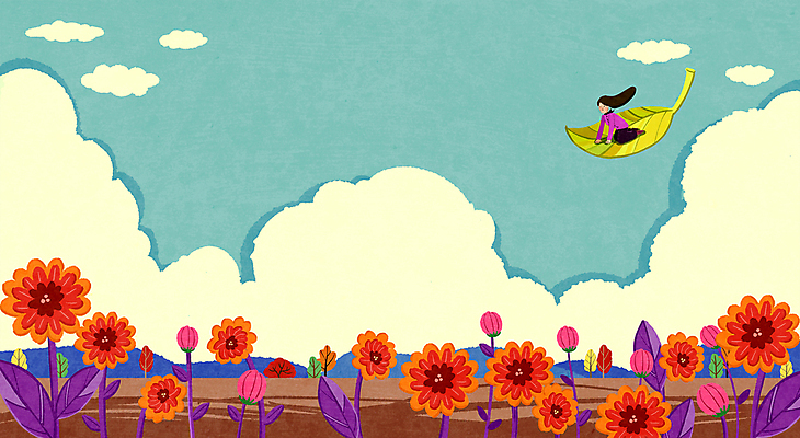 전신 PSD 구름 여자 꽃 백그라운드 일러스트 하늘 나뭇잎 한명 앉기 풍경 컬러풀 가을 비행 승차 언덕 꽃봉오리 성인여자한명만 국내일러스트 자연요소 식물 1 계절 컬러 잎 모션 사람 여자한명만 성인여자만 파일형식