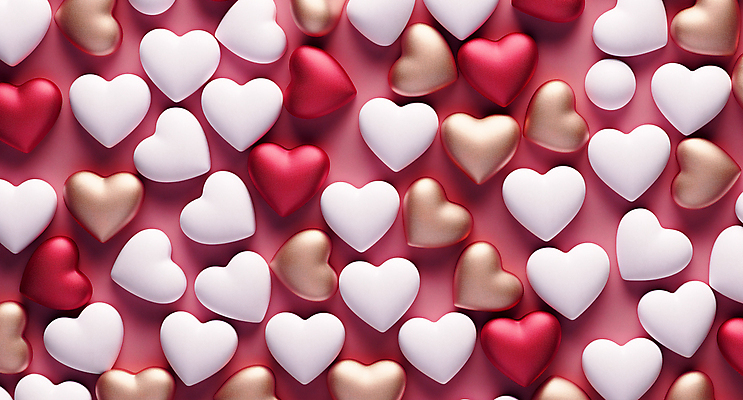 JPG 편집이미지 분홍색 발렌타인데이 사랑 사람없음 그래픽 빨간색 하트 가득함 편집실사 AI포토 AI콘텐츠 모양 감정 컬러 데이이벤트 CG 파일형식