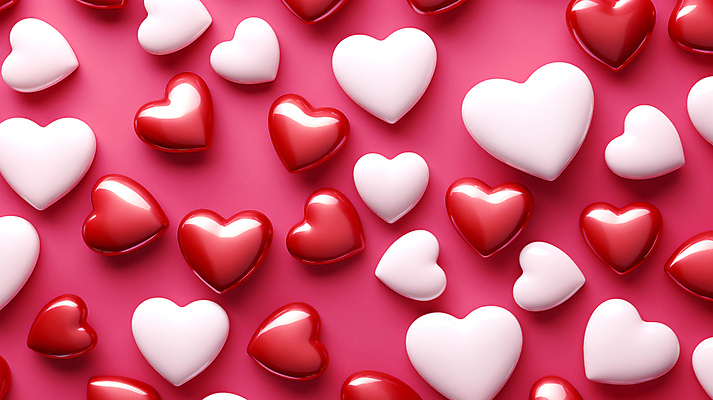 JPG 편집이미지 발렌타인데이 사랑 사람없음 그래픽 빨간색 하트 진분홍색 편집실사 AI포토 AI콘텐츠 모양 감정 분홍색 컬러 데이이벤트 CG 파일형식