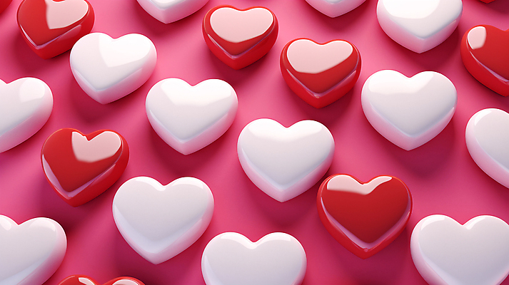 JPG 편집이미지 발렌타인데이 사랑 사람없음 그래픽 빨간색 하트 진분홍색 편집실사 AI포토 AI콘텐츠 모양 감정 분홍색 컬러 데이이벤트 CG 파일형식