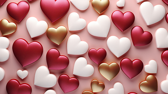 JPG 편집이미지 분홍색 발렌타인데이 사랑 사람없음 그래픽 빨간색 하트 가득함 편집실사 AI포토 AI콘텐츠 모양 감정 컬러 데이이벤트 CG 파일형식