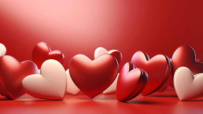 JPG 편집이미지 발렌타인데이 사랑 사람없음 그래픽 빨간색 하트 편집실사 AI포토 AI콘텐츠 모양 감정 컬러 데이이벤트 CG 파일형식