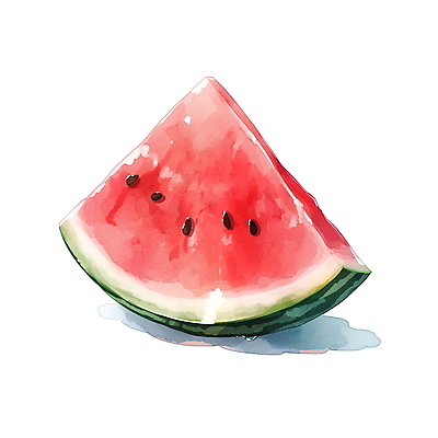 JPG 과일 일러스트 여름음식 수채화 수박 사람없음 빨간색 여름 오브젝트 수박조각 국내일러스트 AI일러스트 AI콘텐츠 계절 음식 컬러 조각 파일형식 여름_계절