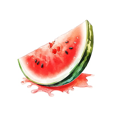 JPG 과일 일러스트 여름음식 수채화 수박 사람없음 빨간색 여름 오브젝트 과즙 수박조각 국내일러스트 AI일러스트 AI콘텐츠 계절 음식 컬러 조각 파일형식 여름_계절