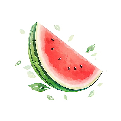 JPG 잎 과일 일러스트 여름음식 수채화 수박 사람없음 빨간색 여름 오브젝트 수박조각 국내일러스트 AI일러스트 AI콘텐츠 식물 계절 음식 컬러 조각 파일형식 여름_계절