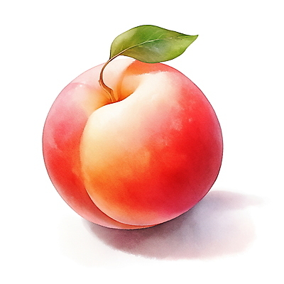 JPG 과일 일러스트 여름음식 수채화 사람없음 빨간색 여름 오브젝트 복숭아 국내일러스트 AI일러스트 AI콘텐츠 계절 음식 컬러 파일형식 여름_계절