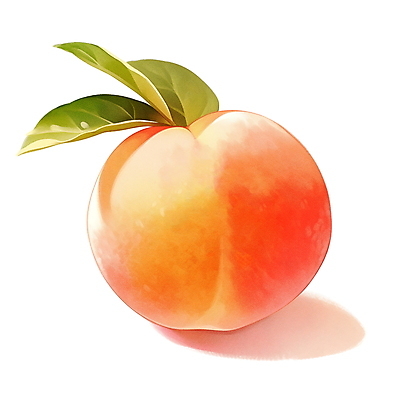 JPG 과일 일러스트 나뭇잎 여름음식 수채화 사람없음 여름 주황색 오브젝트 복숭아 국내일러스트 AI일러스트 AI콘텐츠 계절 음식 컬러 잎 파일형식 여름_계절