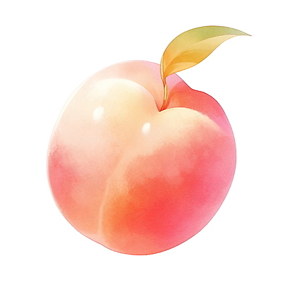 JPG 분홍색 과일 일러스트 나뭇잎 여름음식 수채화 사람없음 여름 오브젝트 복숭아 국내일러스트 AI일러스트 AI콘텐츠 계절 음식 컬러 잎 파일형식 여름_계절