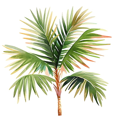 JPG 일러스트 수채화 사람없음 초록색 여름 야자수 보테니컬아트 트로피컬아트 국내일러스트 AI일러스트 AI콘텐츠 나무 계절 컬러 그림 파일형식