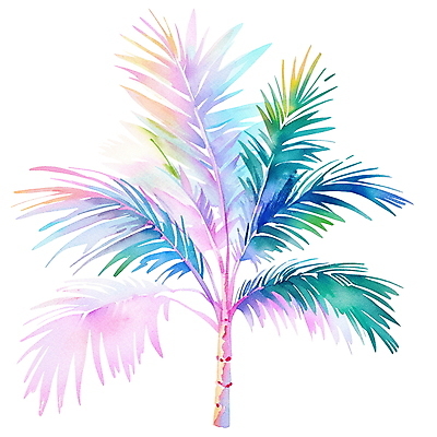 JPG 분홍색 일러스트 수채화 사람없음 초록색 여름 야자수 보테니컬아트 트로피컬아트 국내일러스트 AI일러스트 AI콘텐츠 나무 계절 컬러 그림 파일형식