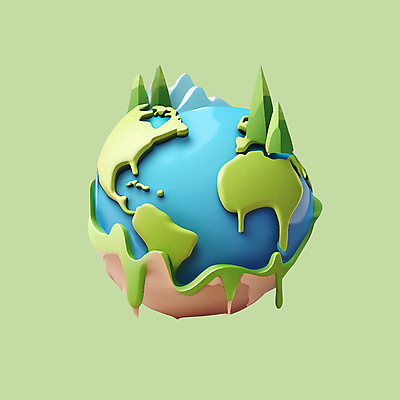 PSD 나무 아이콘 지구 사람없음 3D아이콘 3D 자연보호 환경 흐름 보호 디지털합성 에코 친환경 빙하 녹이기 식물 컨셉 모션 자연 파일형식