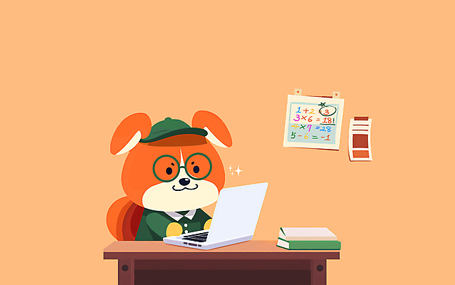 JPG 모자 교육 안경 동물캐릭터 일러스트 사람없음 책 노트북 학습 수학 강아지 책상 열심 일러캐릭터 AI일러스트 AI콘텐츠 동물 캐릭터 잡화 가구 교과목 전자제품 반려동물 개 파일형식