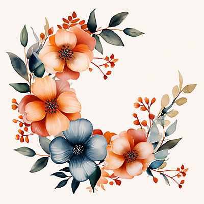 JPG 꽃 잎 일러스트 수채화 사람없음 디지털합성 카피스페이스 편집소스 국내일러스트 AI일러스트 AI콘텐츠 식물 공백 파일형식