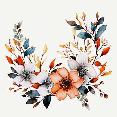 JPG 꽃 잎 일러스트 수채화 사람없음 디지털합성 카피스페이스 편집소스 국내일러스트 AI일러스트 AI콘텐츠 식물 공백 파일형식