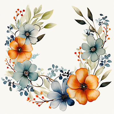 JPG 꽃 잎 일러스트 수채화 사람없음 디지털합성 카피스페이스 편집소스 국내일러스트 AI일러스트 AI콘텐츠 식물 공백 파일형식