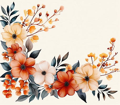 JPG 꽃 잎 일러스트 수채화 사람없음 디지털합성 카피스페이스 편집소스 국내일러스트 AI일러스트 AI콘텐츠 식물 공백 파일형식