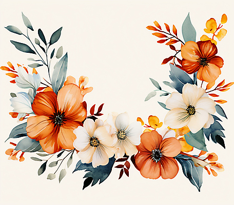 JPG 꽃 잎 일러스트 수채화 사람없음 디지털합성 카피스페이스 편집소스 국내일러스트 AI일러스트 AI콘텐츠 식물 공백 파일형식