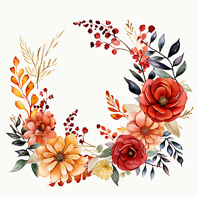 JPG 꽃 잎 일러스트 수채화 사람없음 디지털합성 카피스페이스 편집소스 국내일러스트 AI일러스트 AI콘텐츠 식물 공백 파일형식