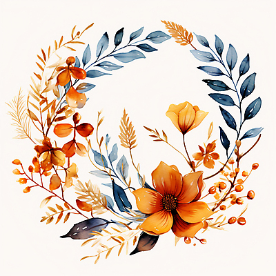 JPG 꽃 잎 일러스트 수채화 사람없음 디지털합성 카피스페이스 편집소스 국내일러스트 AI일러스트 AI콘텐츠 식물 공백 파일형식