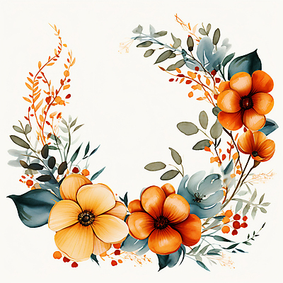 JPG 꽃 잎 일러스트 수채화 사람없음 디지털합성 카피스페이스 편집소스 국내일러스트 AI일러스트 AI콘텐츠 식물 공백 파일형식